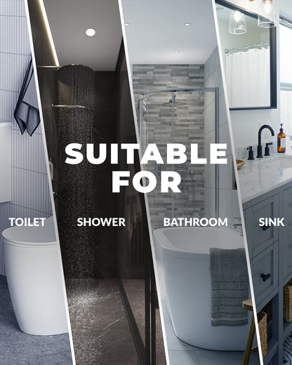 Step-by-step installation of clear rectangle anti-slip stickers on clean bathtub surface, illustrating peel-and-stick application without tools or complex preparation