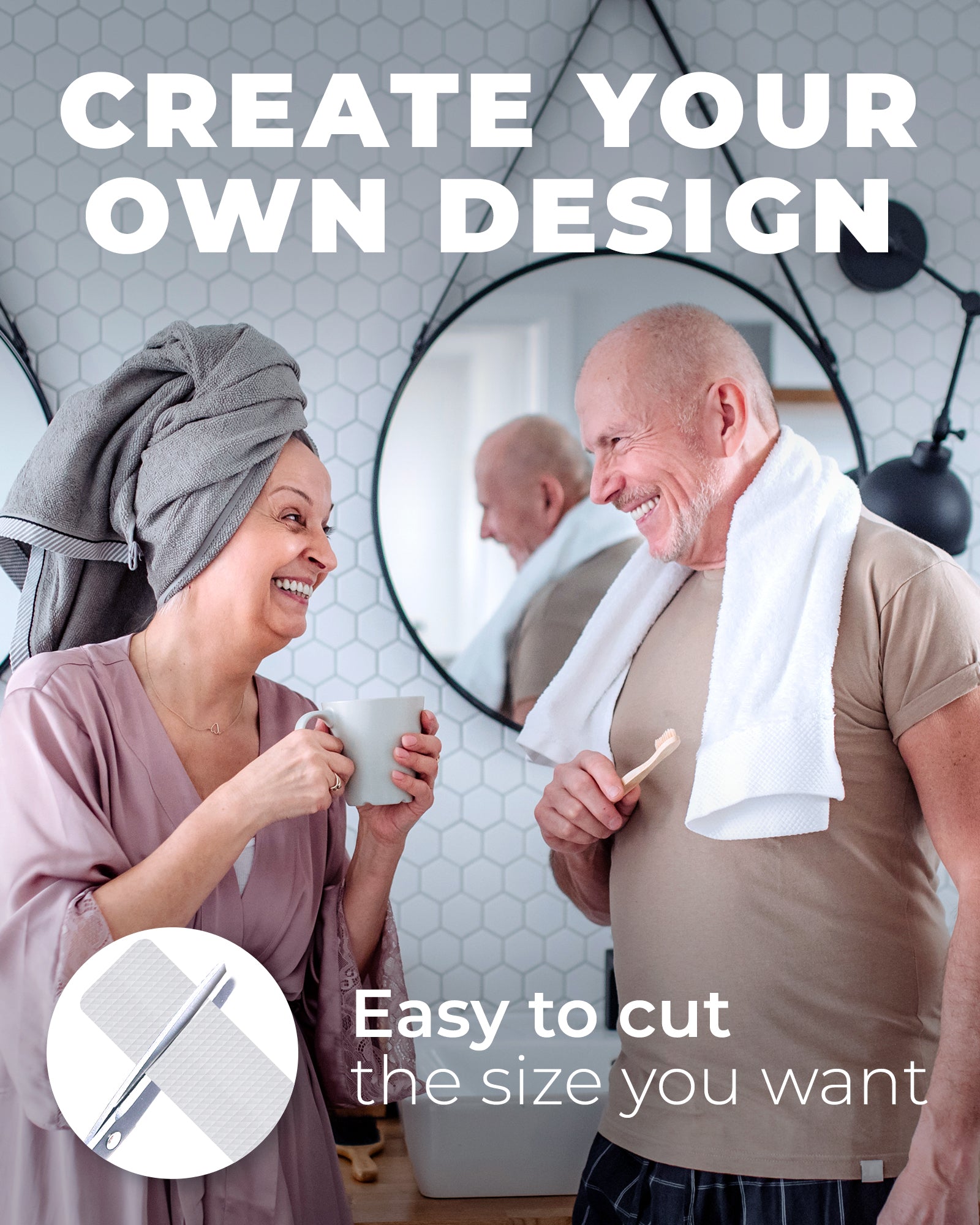 Clear anti-slip shower stickers on wet surface allowing water to flow freely between pieces, helping the bathtub surface dry naturally after use