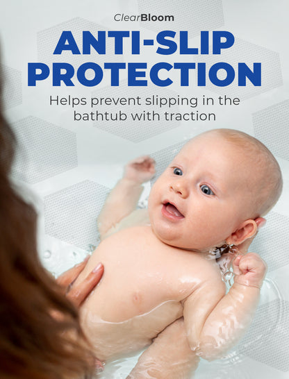 Clear anti-slip shower stickers installed in a modern bathroom interior, demonstrating practical everyday use while preserving a calm, uncluttered aesthetic