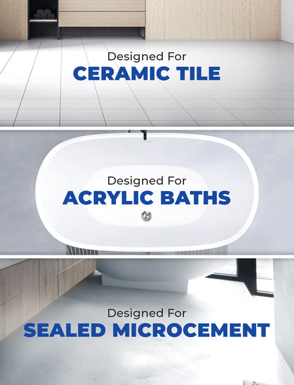 Clear non-slip shower stickers placed on smooth shower floor surface, showing how the transparent design integrates naturally into modern bathroom spaces