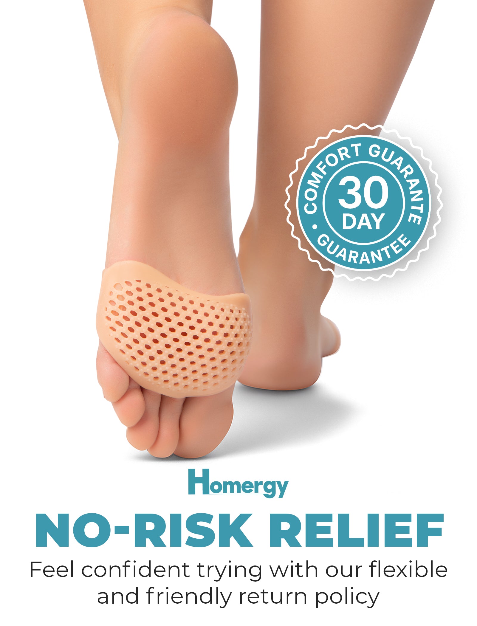  Silicone foot pad worn with sandals for discreet cushioning